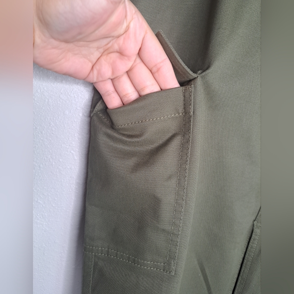 Ann Taylor LOFT Military Green Cargo Skirt Women's Size 10 Open Front - Picture 5 of 16